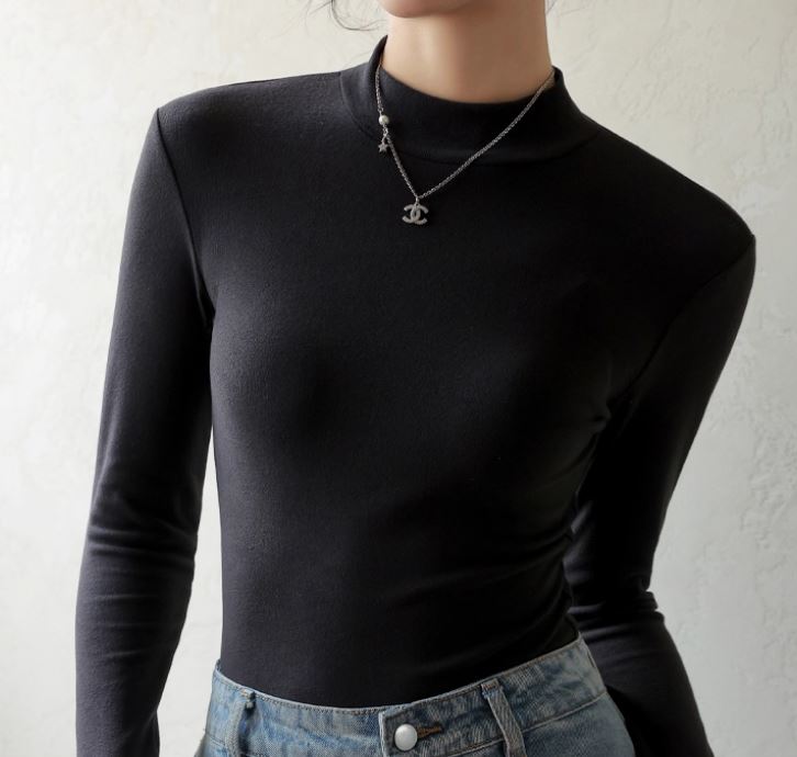 雙面磨毛雙倍暖德絨蓄熱半高領內搭上衣