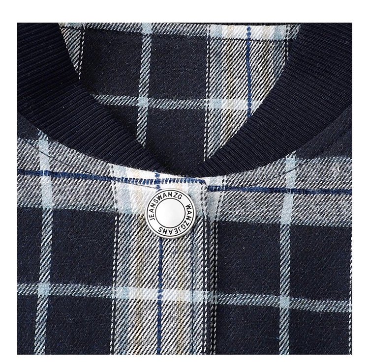 撞色格紋插肩袖摁扣外套女秋季新款長袖外套上衣