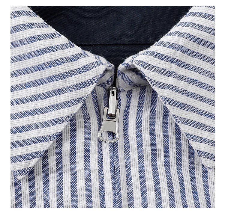 韓國翻領兩面穿拉鍊外套女秋季新款純棉長袖上衣