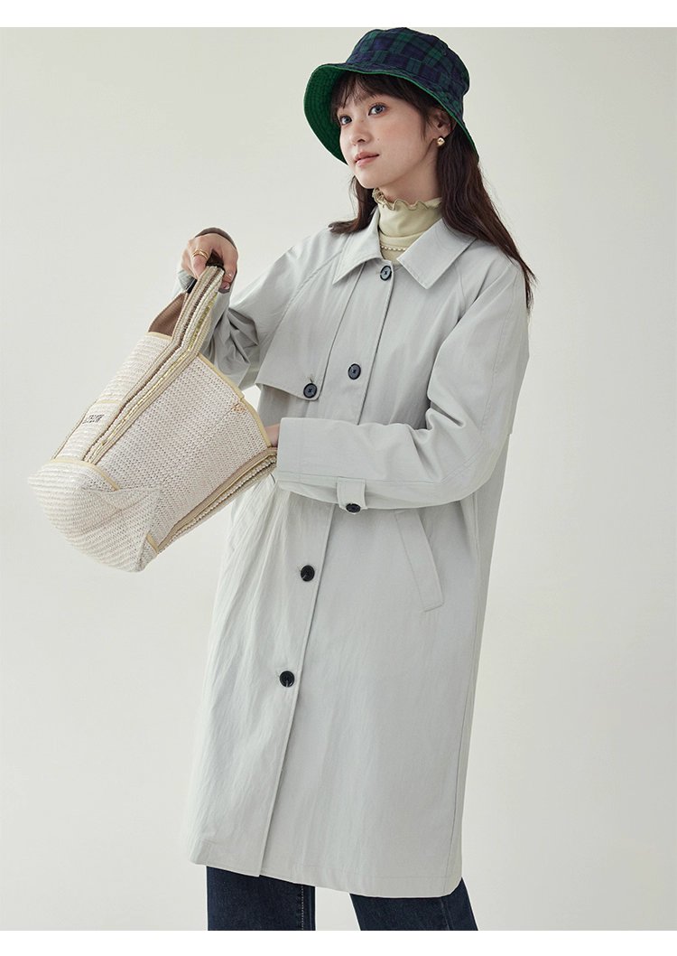 韓系單扣中長款風衣外套女25秋季新款長袖上衣