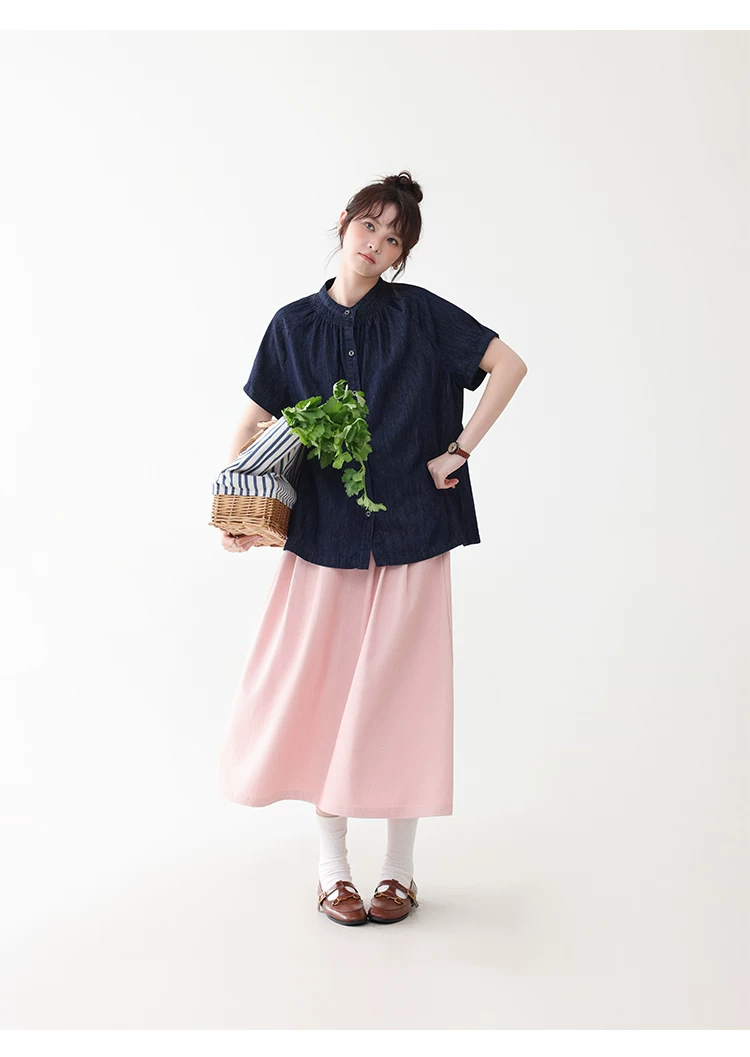 粉紅色中高腰壓褶牛仔半身裙女夏季新款純棉中長裙,粉紅色中高腰壓褶牛仔半身裙女夏季新款純棉中長裙,HBFS2020,粉紅色中高腰壓褶牛仔半身裙女夏季新款純棉中長裙,高腰壓摺,全棉面料