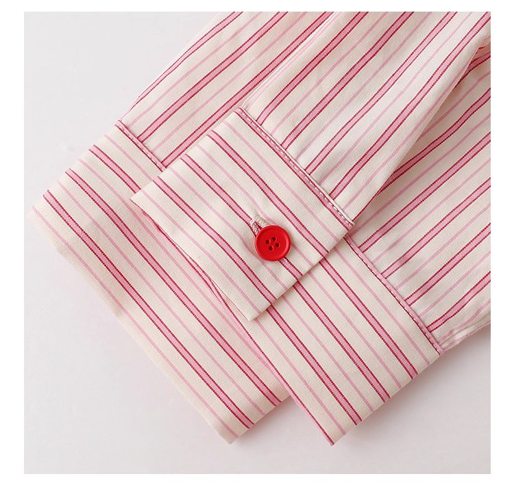 粉紅色圖案雙拉鍊長袖襯衫女秋季新款純棉外套上衣