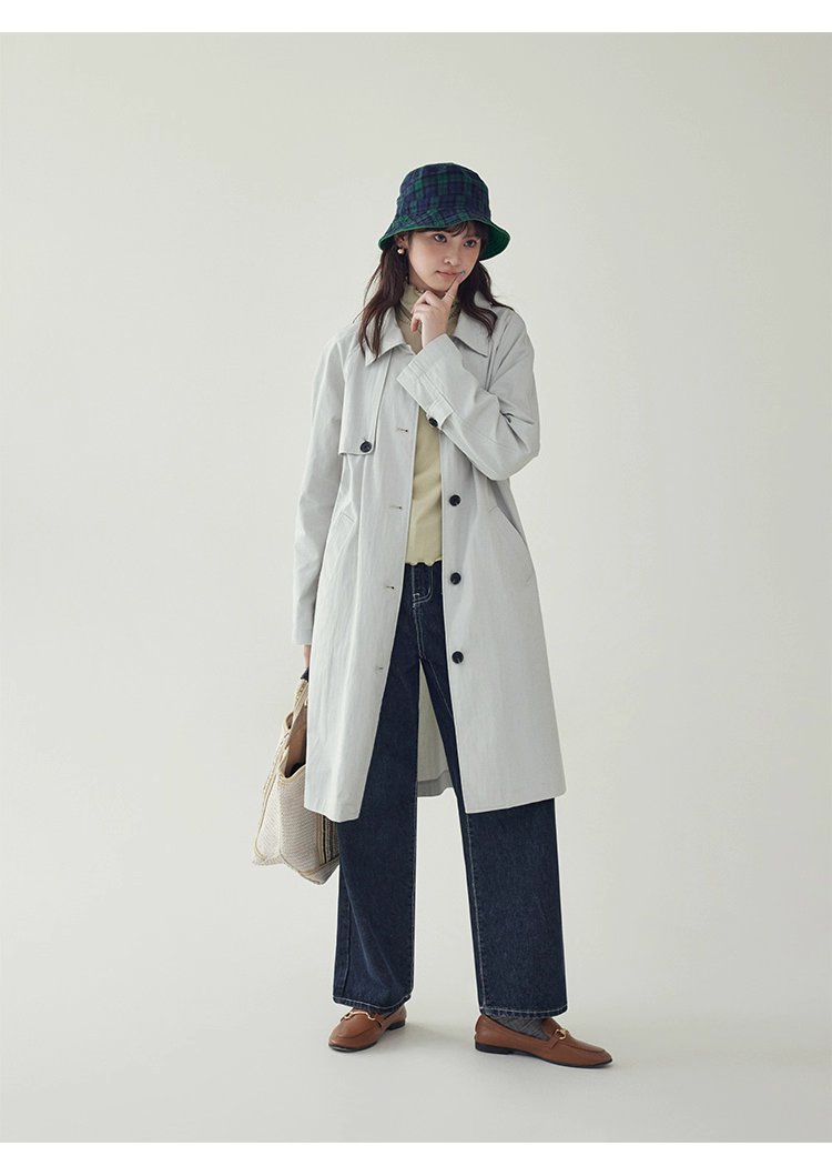 韓系單扣中長款風衣外套女25秋季新款長袖上衣