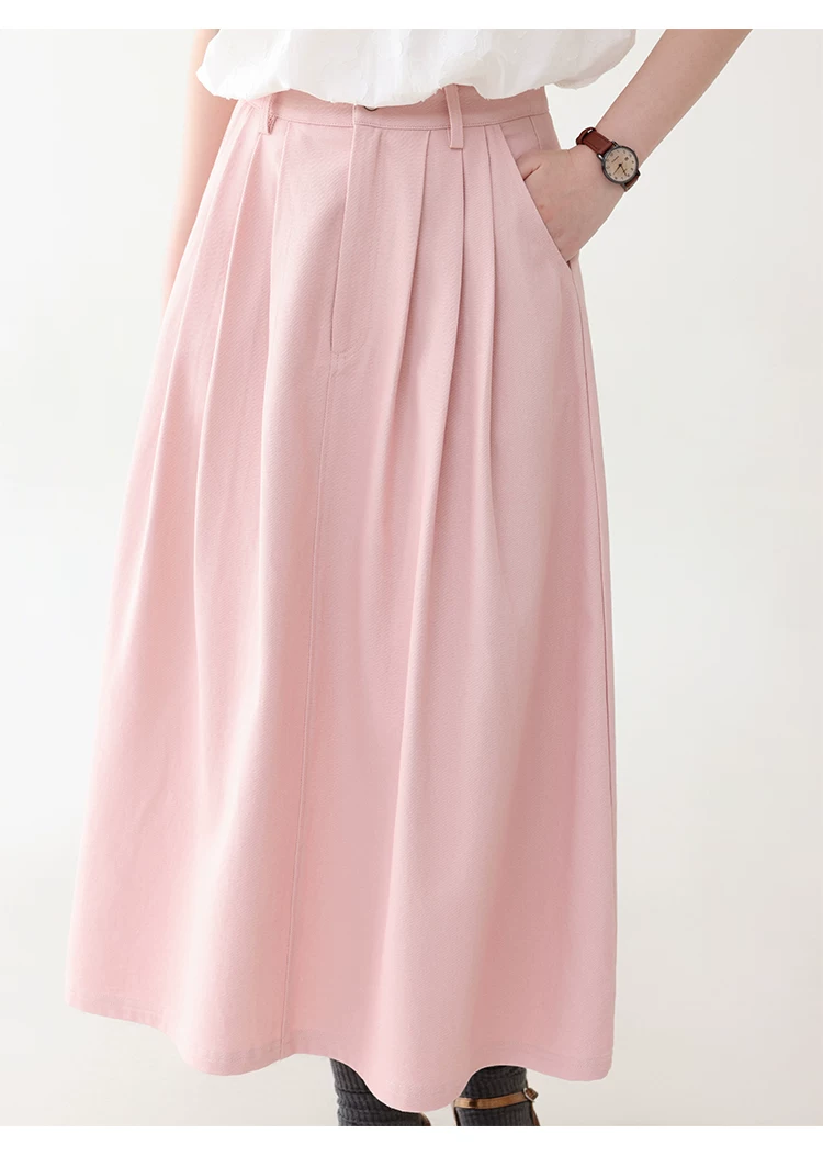 粉紅色中高腰壓褶牛仔半身裙女夏季新款純棉中長裙,粉紅色中高腰壓褶牛仔半身裙女夏季新款純棉中長裙,HBFS2020,粉紅色中高腰壓褶牛仔半身裙女夏季新款純棉中長裙,高腰壓摺,全棉面料