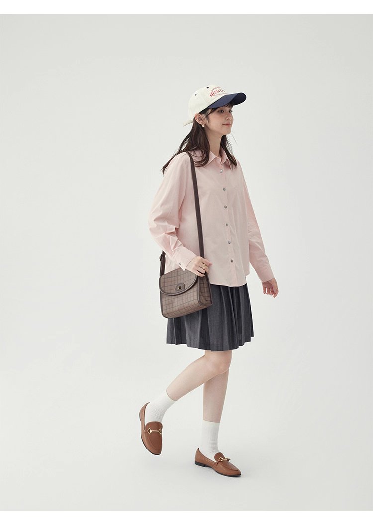 單排扣寬鬆繡襯衫女秋季新款慵懶長袖上衣