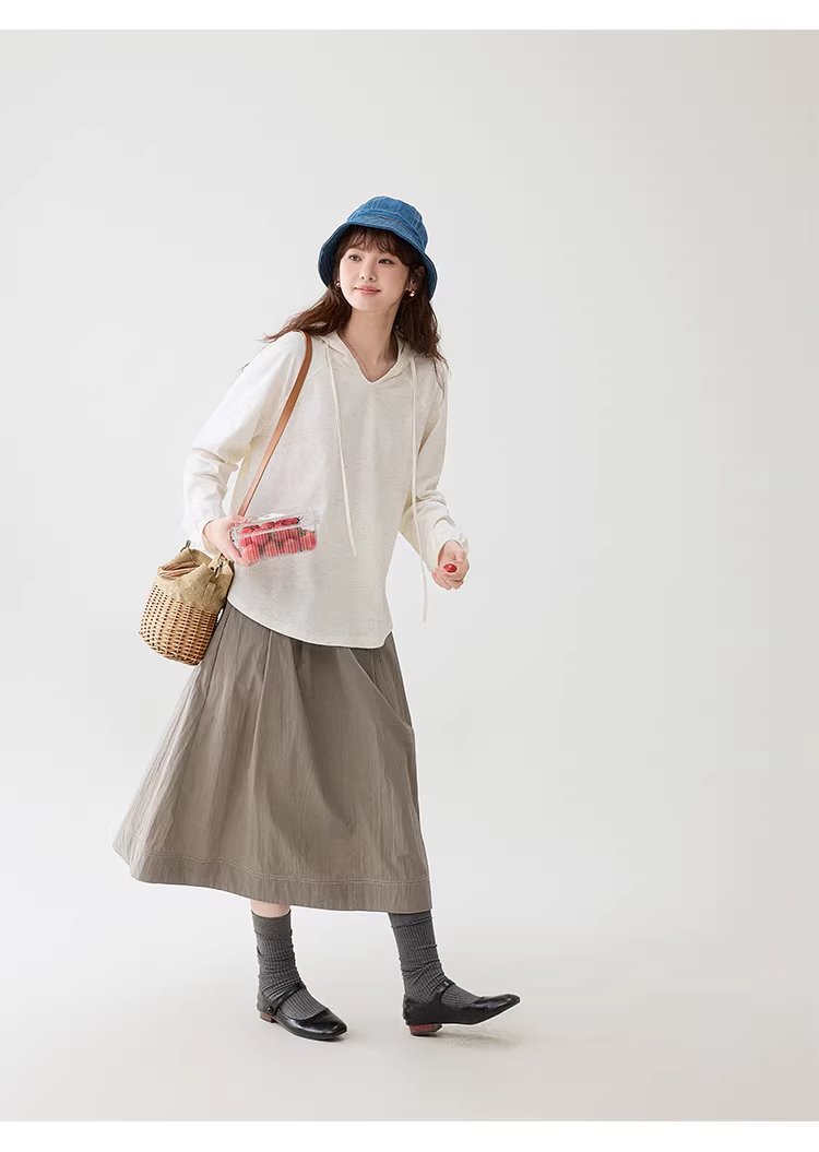 彩織小v領連帽插肩袖T恤女春季新款減齡寬鬆上衣,彩織小v領連帽插肩袖T恤女春季新款減齡寬鬆上衣,HBFS1035,彩織小v領連帽插肩袖T恤女春季新款減齡寬鬆上衣,V領連帽,寬鬆舒適