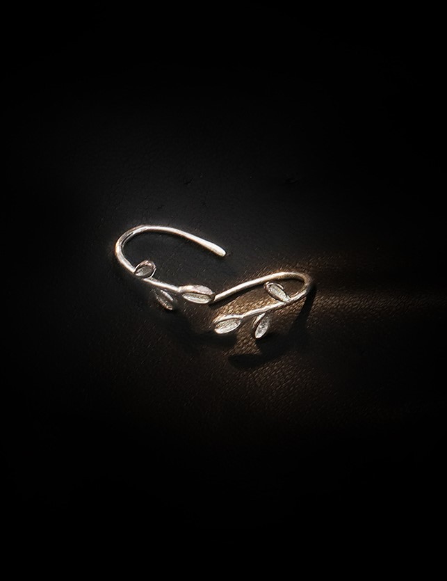 韓國簡約新款925銀小清新樹葉耳環