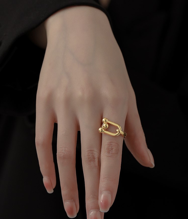 歐美個性時尚U形k金色戒指