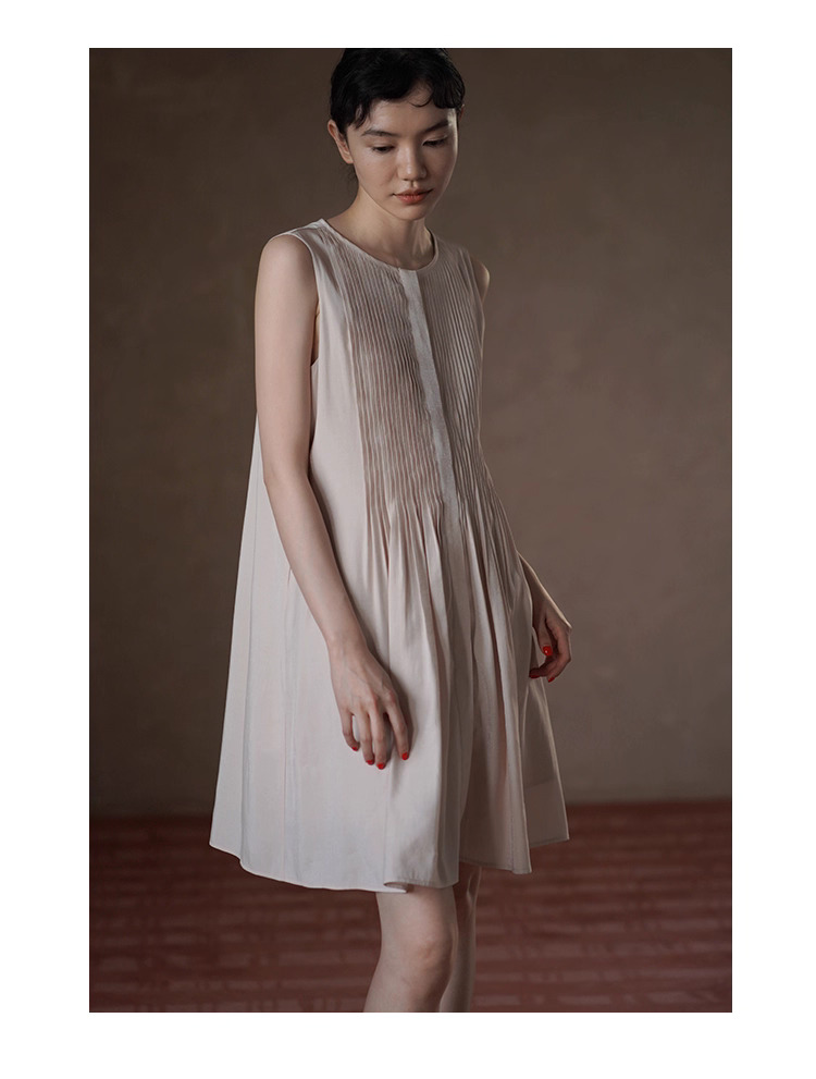 瓔珞粉紅少女重工塔克線洋裝飄逸寬鬆顯瘦小個子