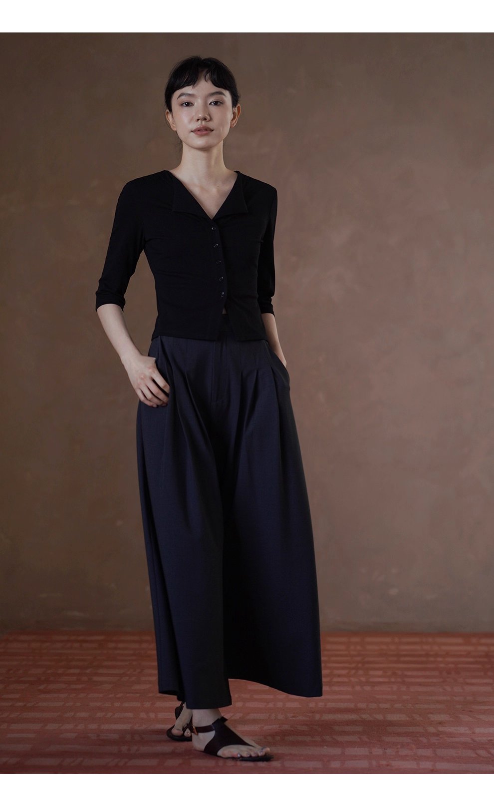 無痛顯瘦神褲綿羊毛萊賽爾混紡爽垂A字闊腿遮肉通勤長褲