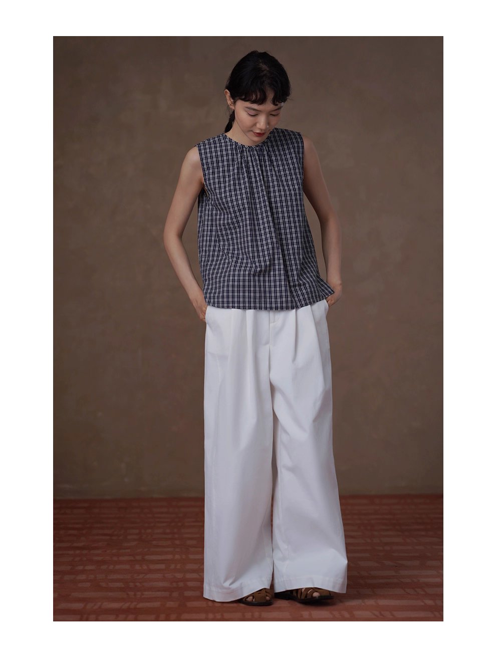 跨季節實用基礎單品分割顯瘦俐落寬鬆版型高腰寬長褲