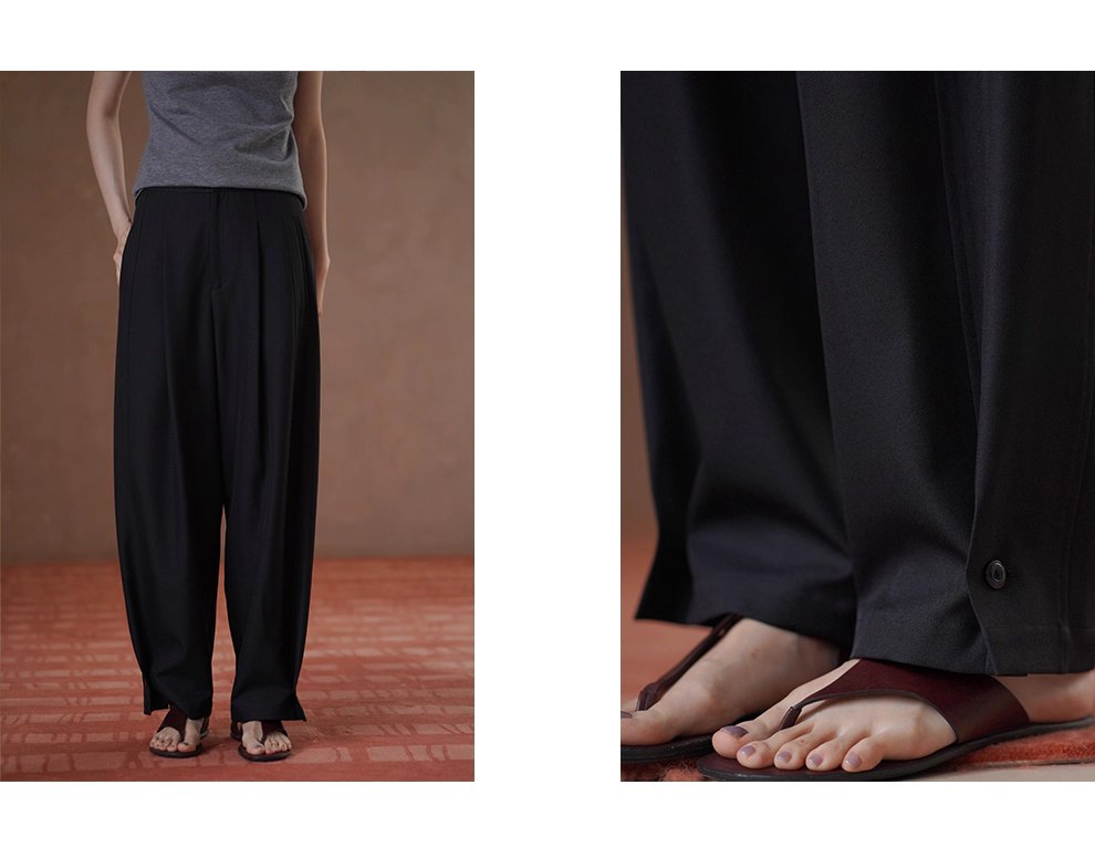 晨會通勤西裝褲垂順顯瘦可調腳口設計通勤闊腿長褲女