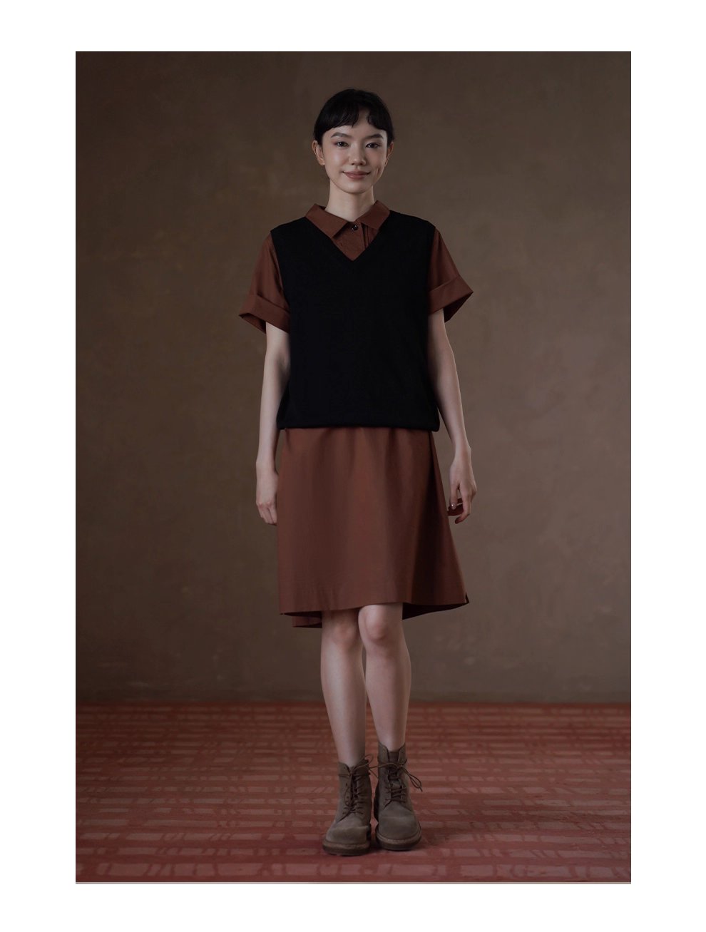 奶柿西達襯衫裙100棉挺括寬鬆顯瘦Polo短袖小個子洋裝