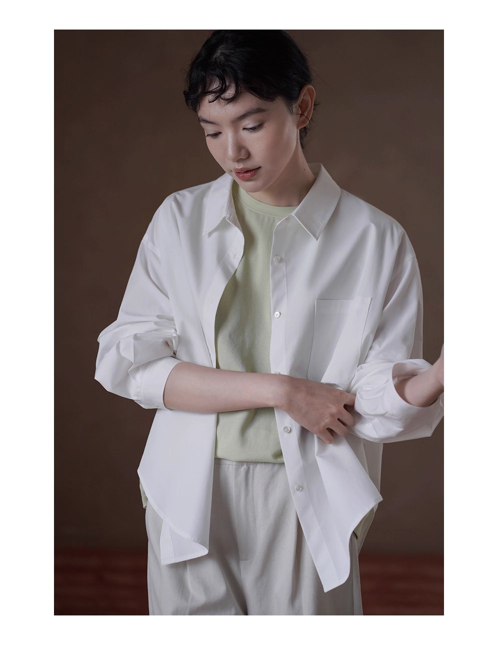 版型王者襯衫萊賽爾棉挺括寬鬆長袖通勤顯瘦翻領上衣女