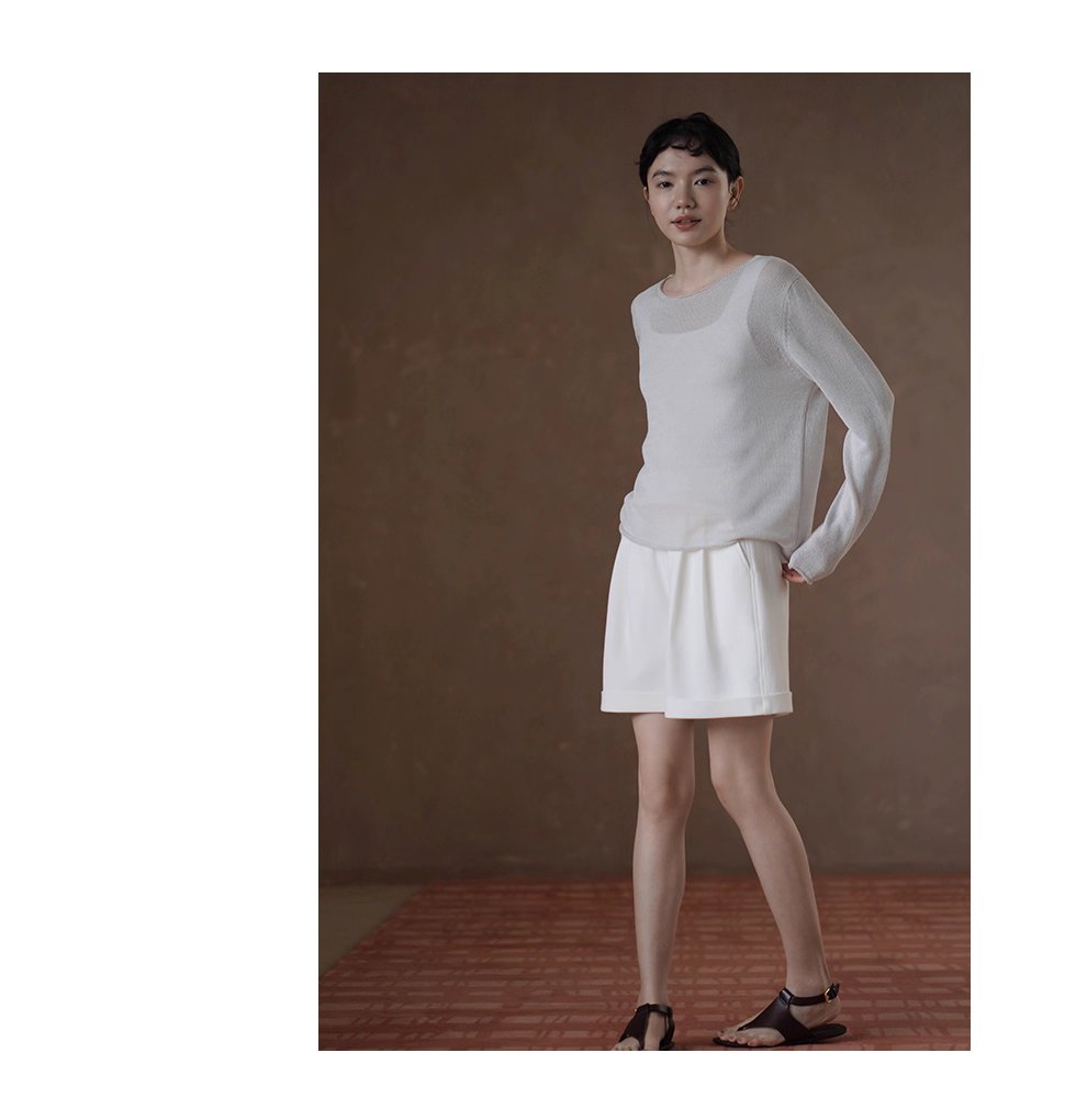 薄霧慵懶編織感元寶針織罩衫一字領寬鬆顯瘦長袖上衣女