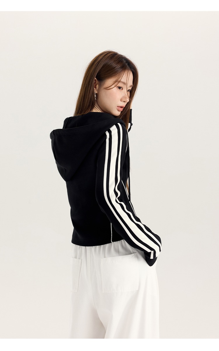 大尺碼胖mm美式黑色連帽衛衣外套2025新款休閒拉鍊上衣