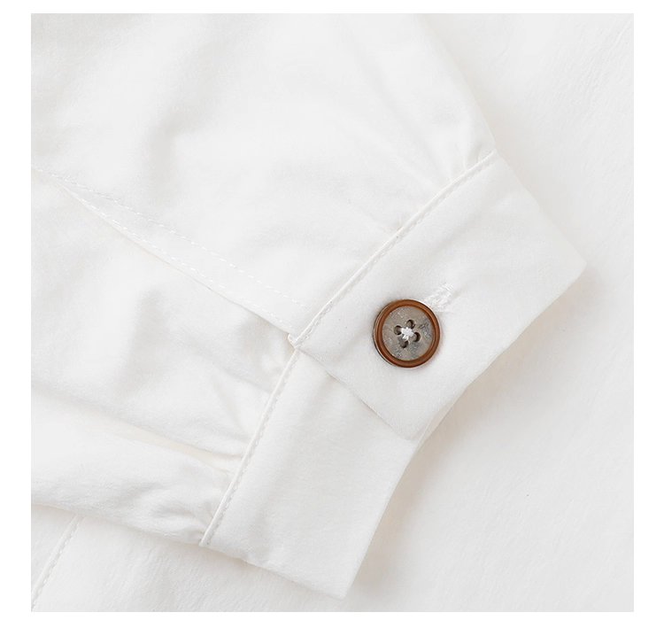 白色單排扣polo領長袖外套女25秋季新款寬鬆上衣