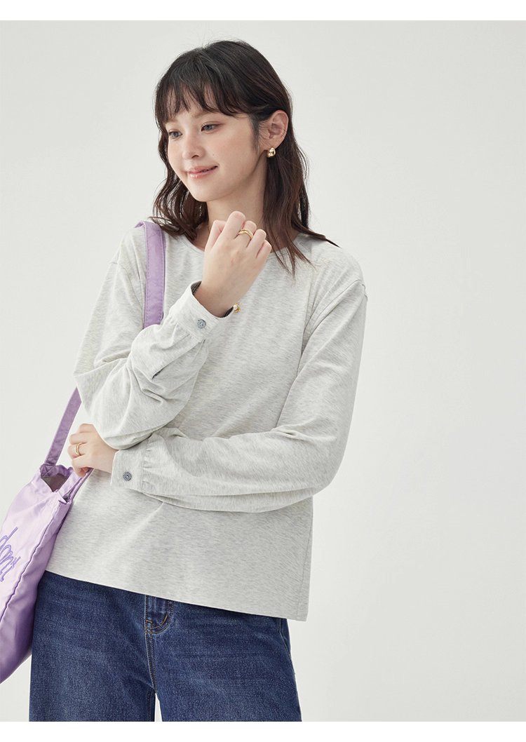 後排扣繫帶圓領衛衣T恤女秋季新款寬鬆長袖上衣