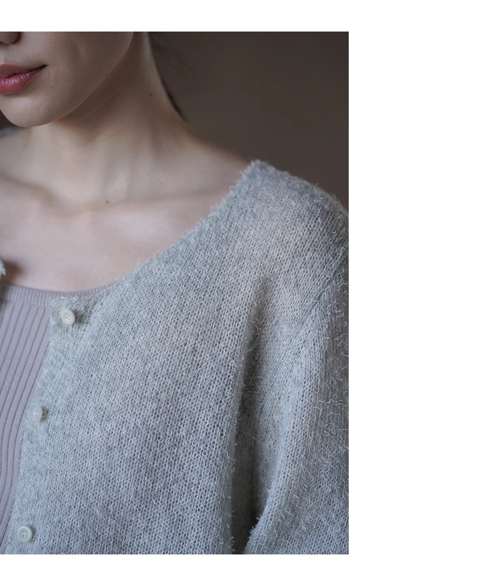 精巧小銀魚針織重磅綿羊毛桑蠶絲混紡捲邊通勤毛衣外套