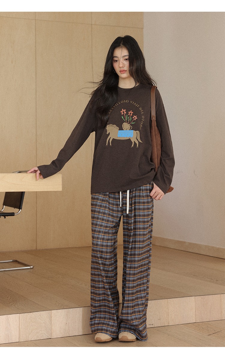 大尺碼胖mm長袖T恤秋季琥珀流光穿搭咖色上衣