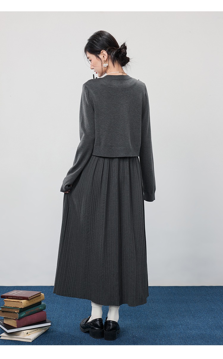 中大尺碼胖mm長裙針織開襟衫外套套裝2025穿搭洋裝兩件套裝