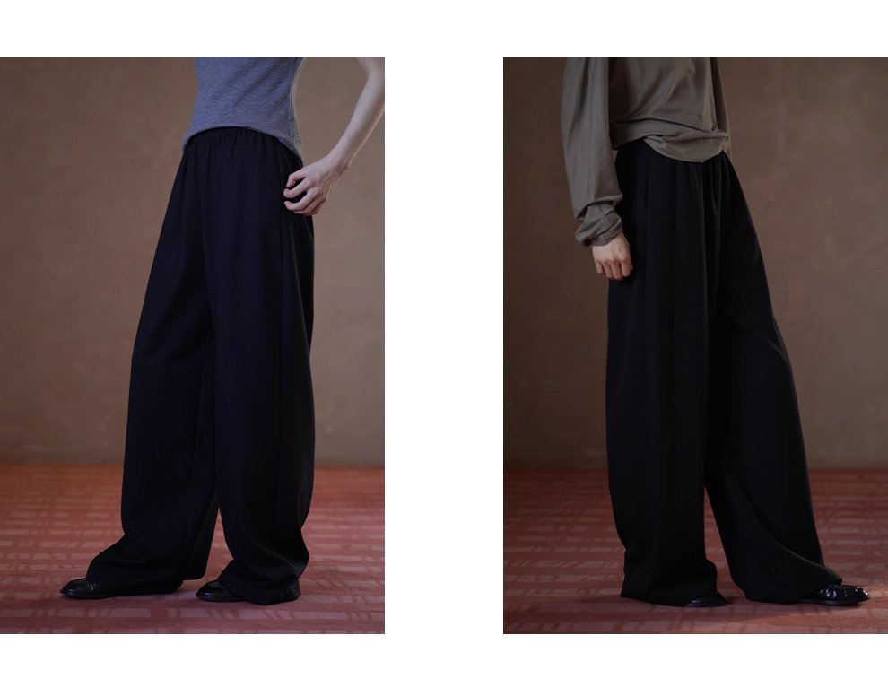 完美包容度長褲鬆緊牛筋高腰不挑人寬鬆垂爽顯瘦通勤褲