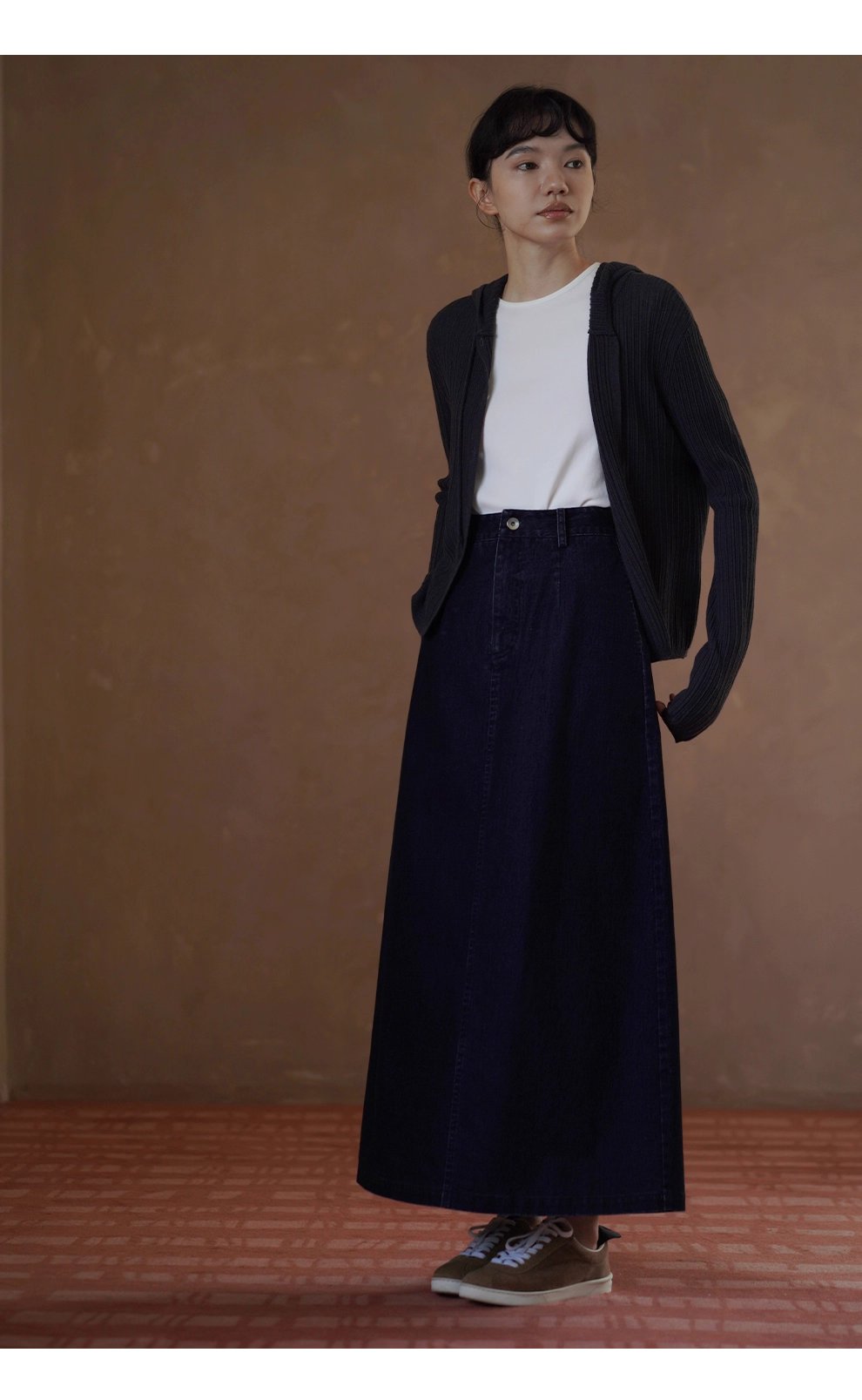 48支超細美利奴羊毛混紡顯瘦坑條織法寬鬆連帽針織開襟衫