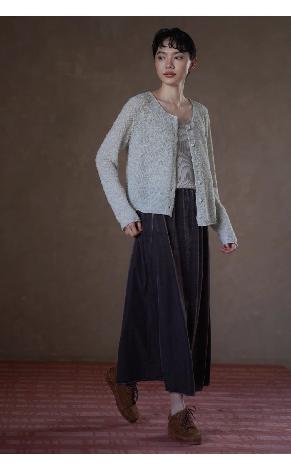 高密度植絨工藝豐滿絨感低調光澤絲絨裙高腰顯瘦半身裙