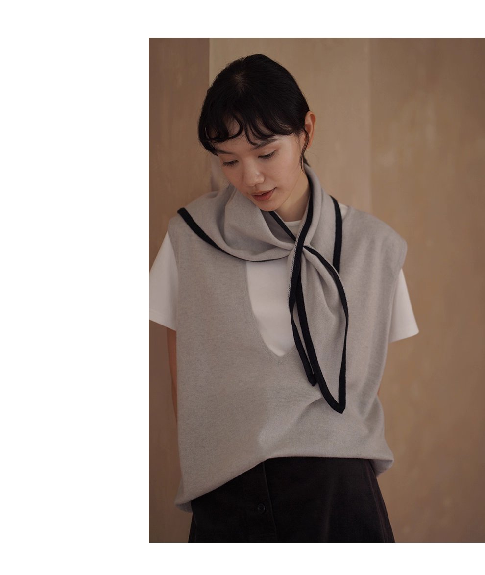 時髦放大鏡100羊毛深v領針織寬鬆疊穿簡約通勤背心女