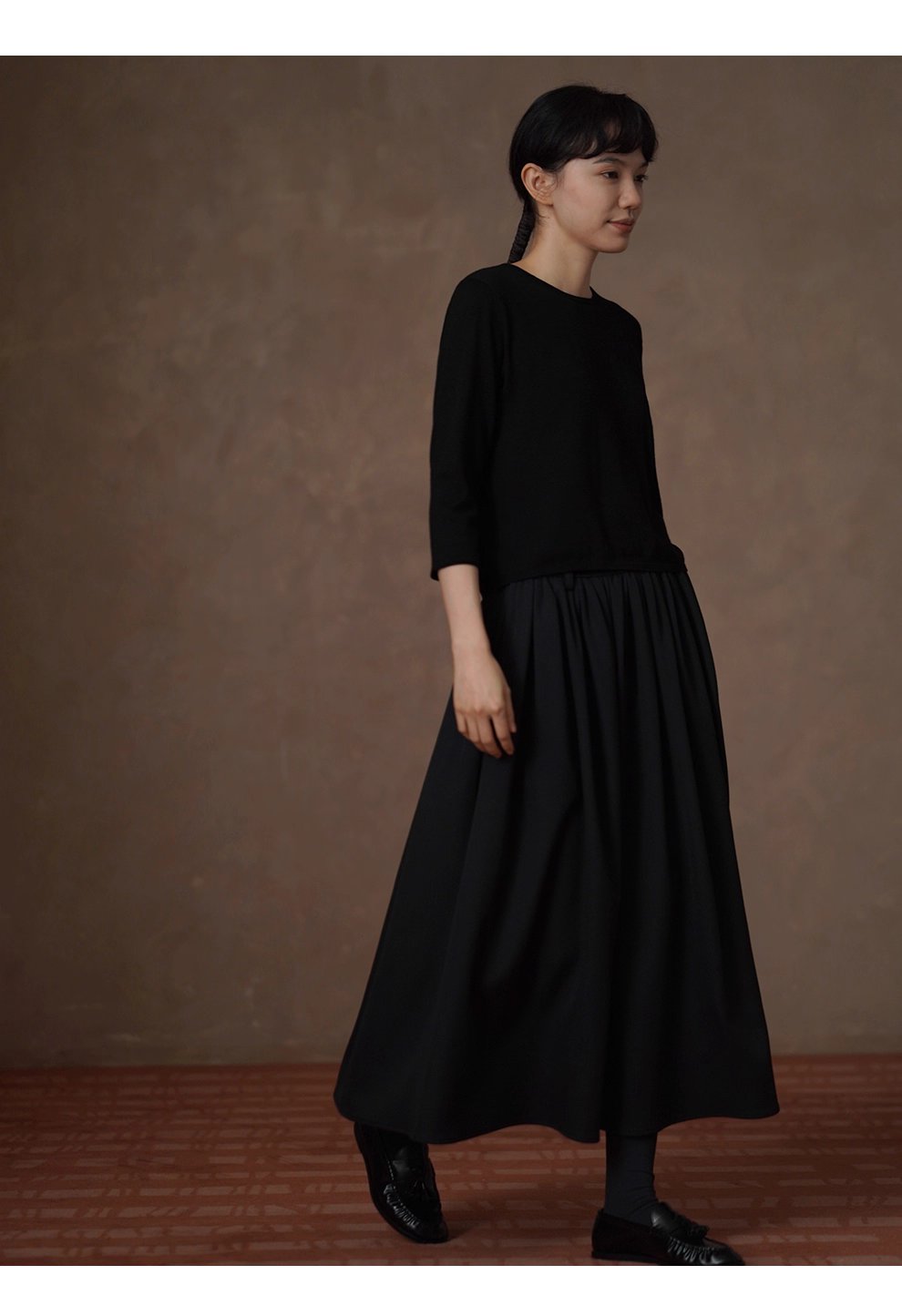 細膩呵護基礎內搭簡約柔軟羊毛混紡捲邊設計針織上衣女