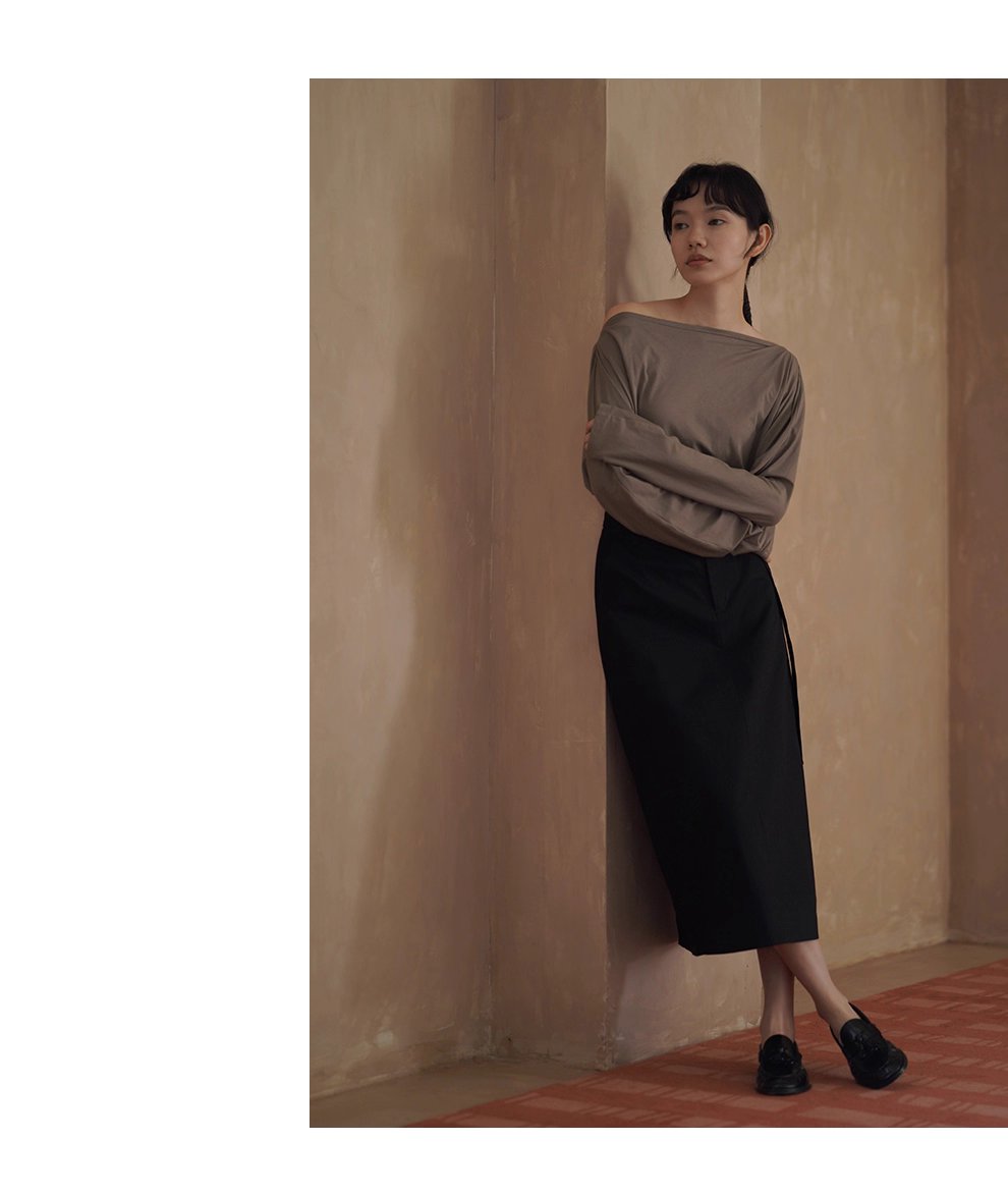 挺括立體棉感直筒高腰通勤顯瘦遮肉可調式腰帶半身裙女