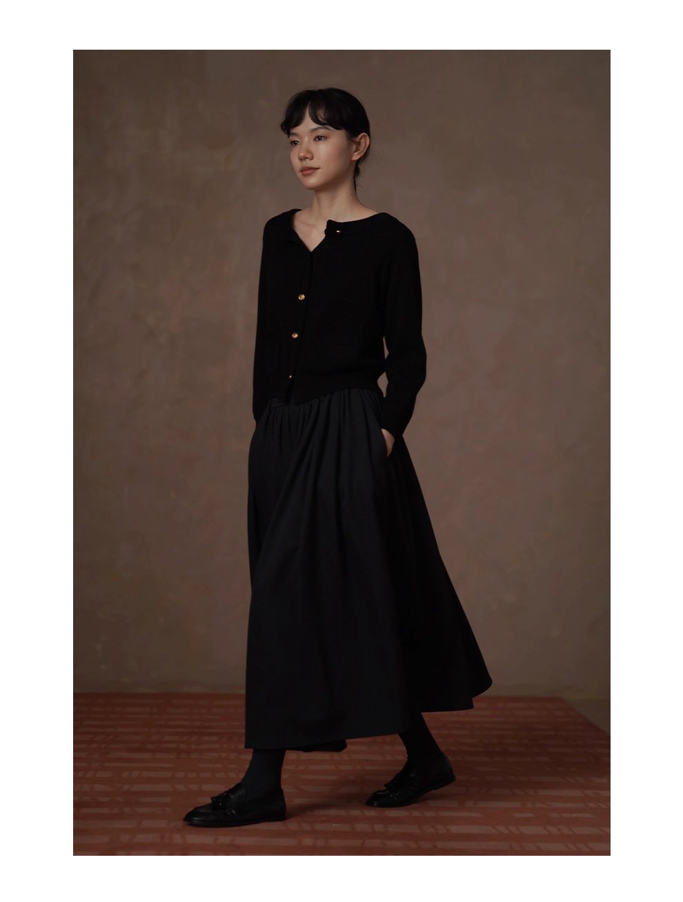 優雅舞者立體A字廓形顯瘦遮肉高腰捏褶蓬蓬通勤半身裙女