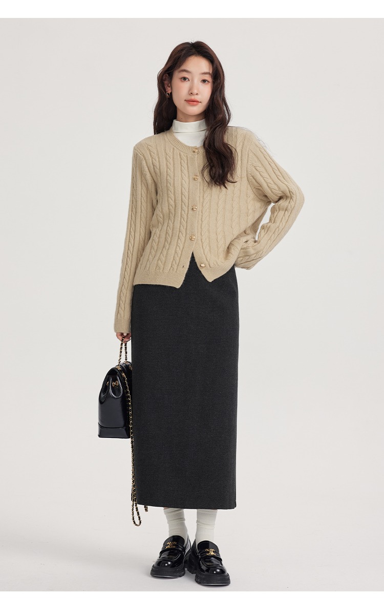 微胖灰色毛呢半身裙秋冬顯瘦A字裙胖mm長裙