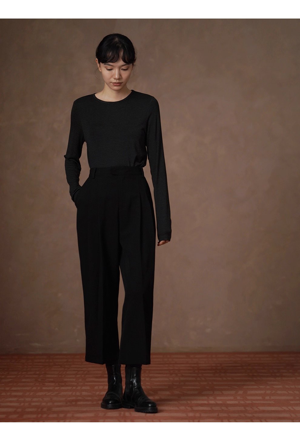 紳士通勤西裝褲俐落剪裁簡約法式高腰顯瘦錐形九分褲女