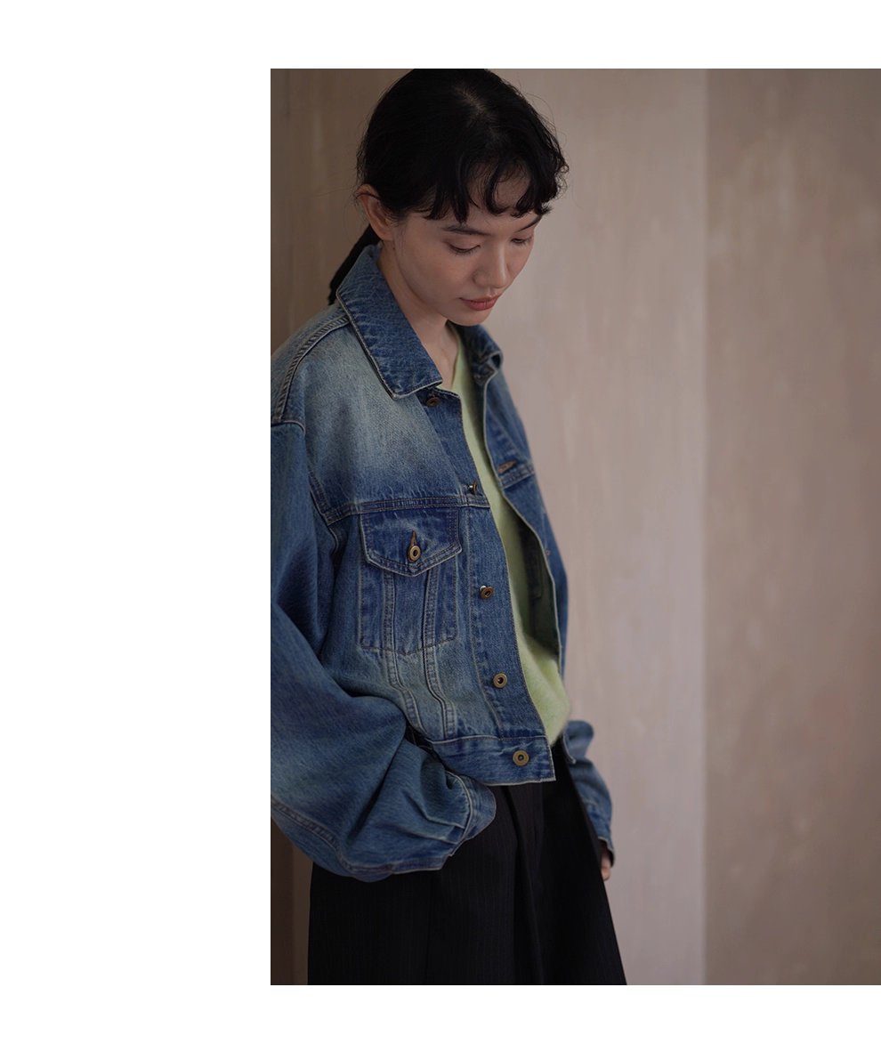 重回80年復古磨白柔軟水洗高克重長絨棉寬鬆牛仔外套女