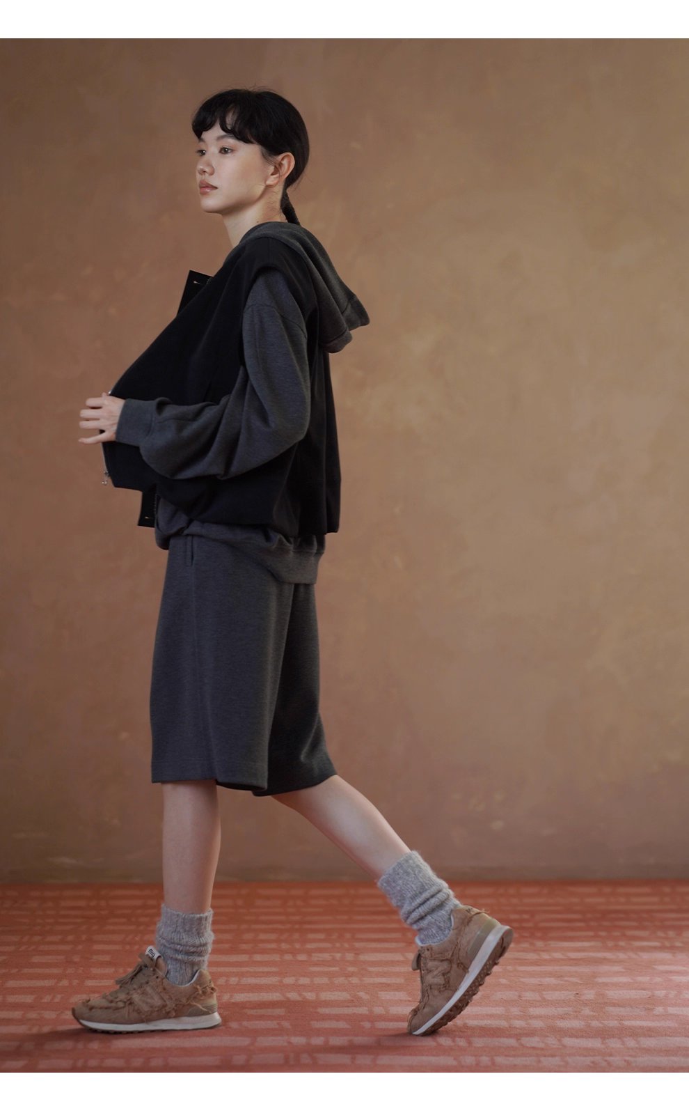 慵懶舒適無負擔寬鬆顯瘦休閒連帽衛衣高腰遮肉短褲套裝