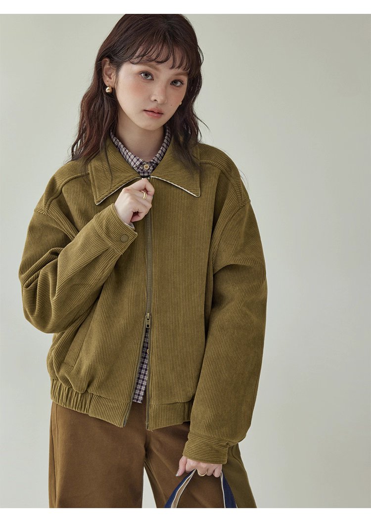 韓系雙頭拉鍊燈芯絨外套女秋季新款長袖夾克上衣,韓系雙頭拉鍊燈芯絨外套女秋季新款長袖夾克上衣,HBEW5072,韓系雙頭拉鍊燈芯絨外套女秋季新款長袖夾克上衣,復古夾克,燈芯絨
