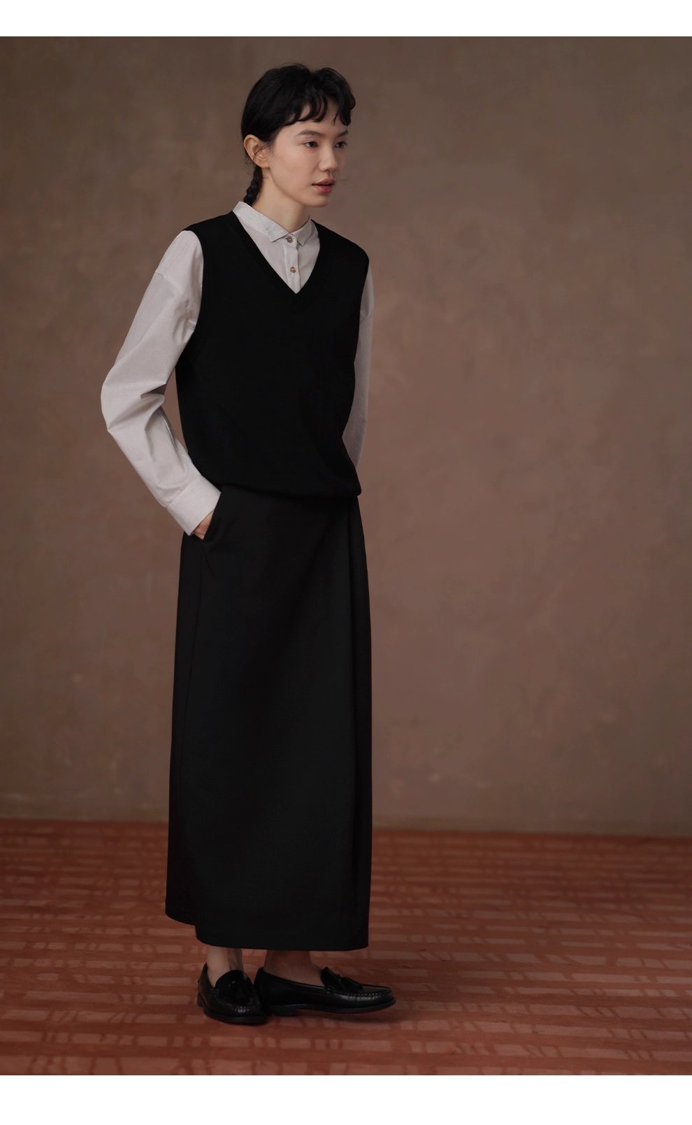 素描課堂藝術生襯衫小尖領設計細條紋寬鬆顯瘦通勤上衣