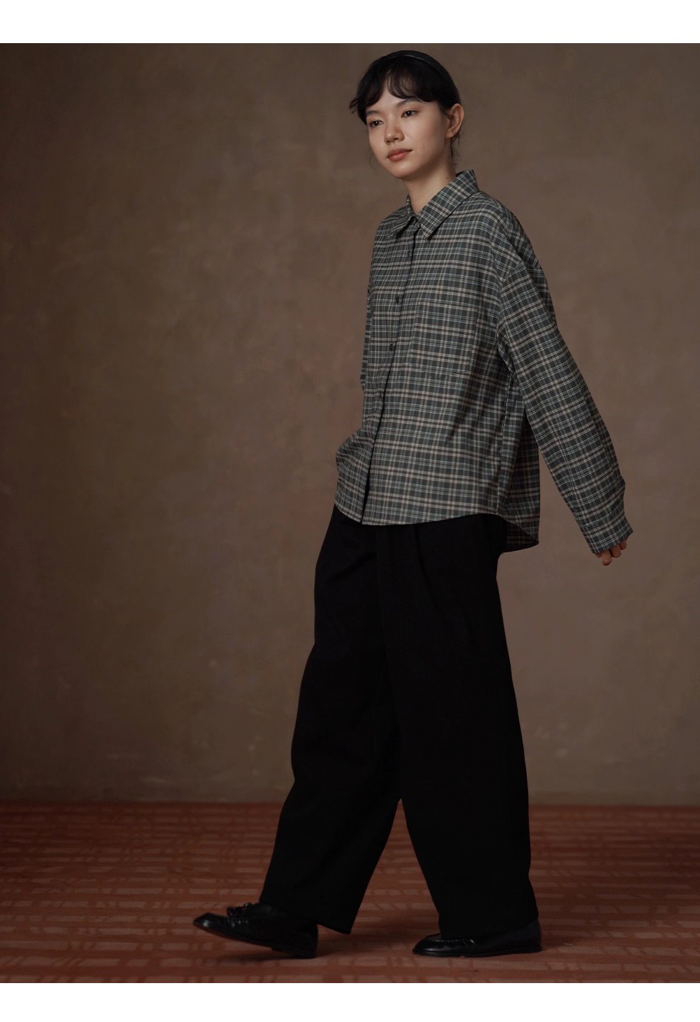 低調霧面紗卡品質長褲可調式褲袢高腰寬鬆顯瘦直筒褲女