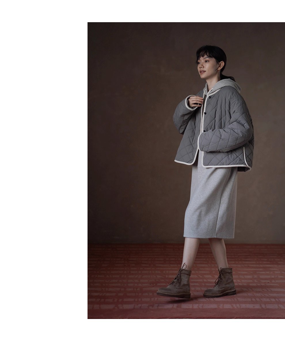 撞色燈芯絨包邊顯瘦菱格絎線寬鬆輪廓顯瘦保暖棉質外套