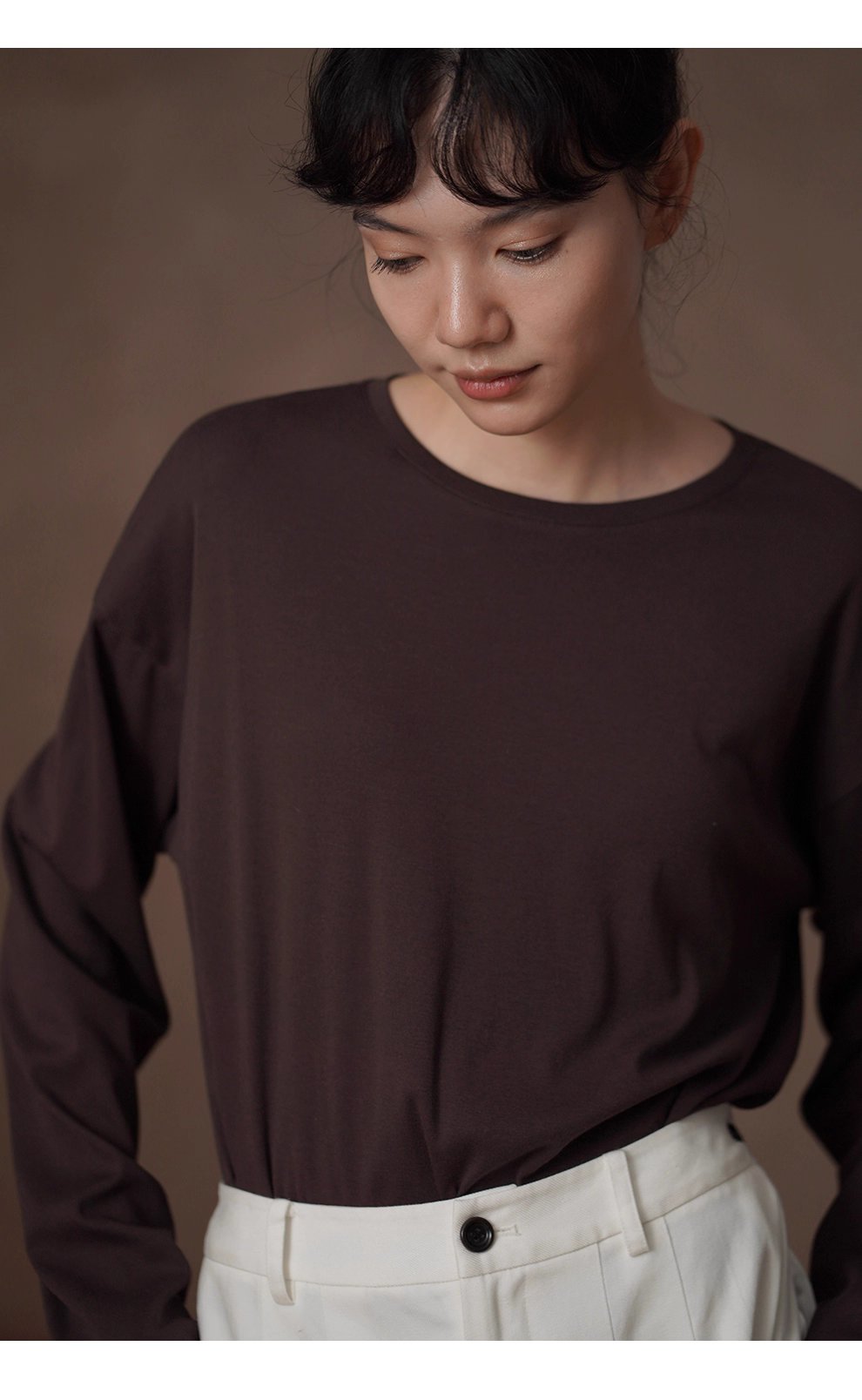 質感加分配色內搭T恤柔軟棉感寬鬆短長袖圓領顯瘦上衣