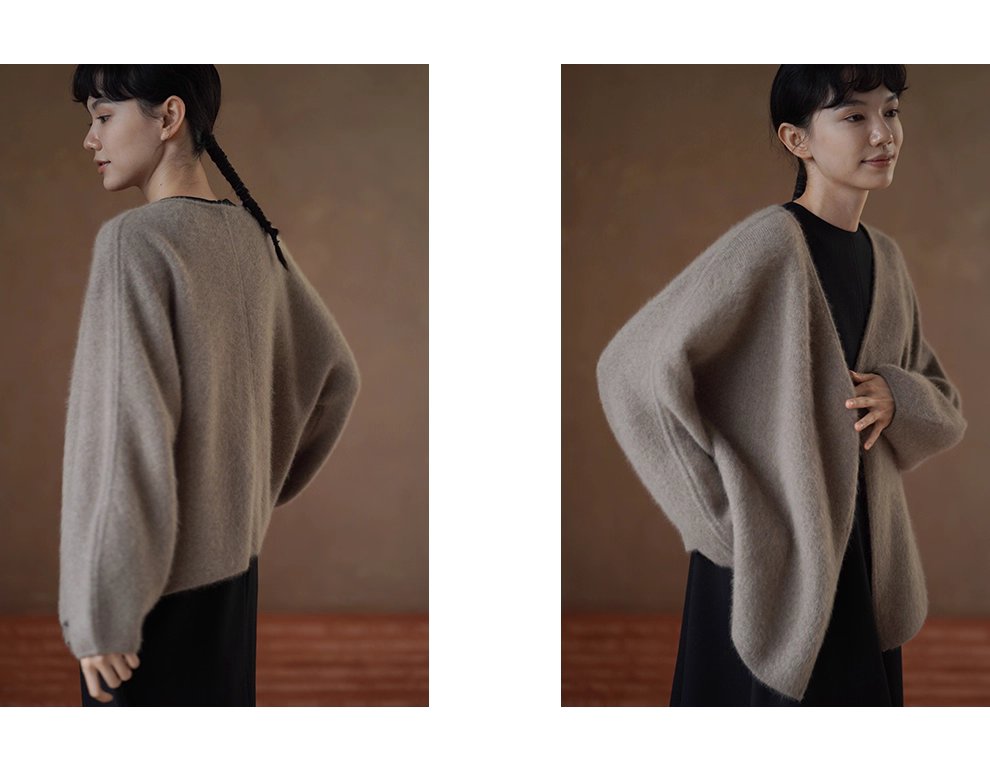 鬆弛代表外套長絨綿羊毛兔毛混紡寬鬆顯瘦簡約通勤開襟衫