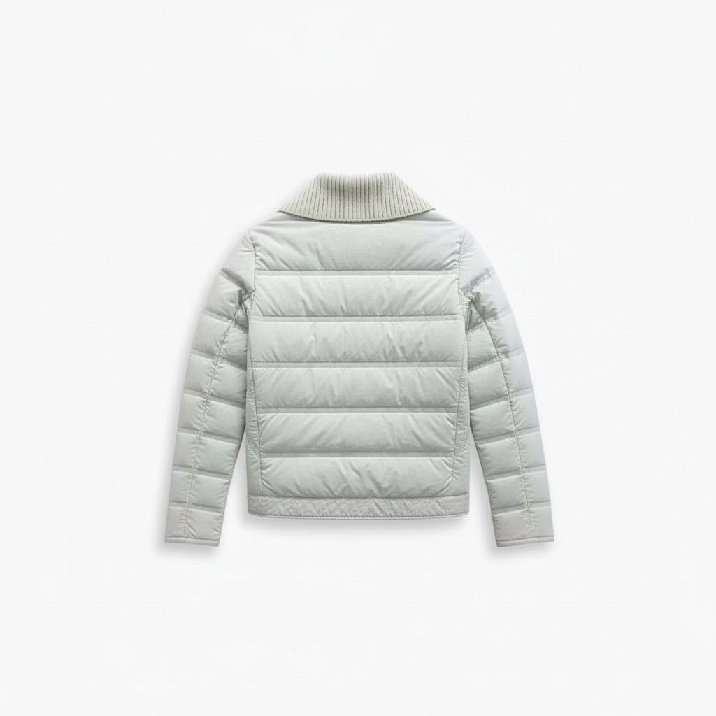 輕盈款白鴨絨輕薄大朵絨斜紋針織翻領羽絨衣外套