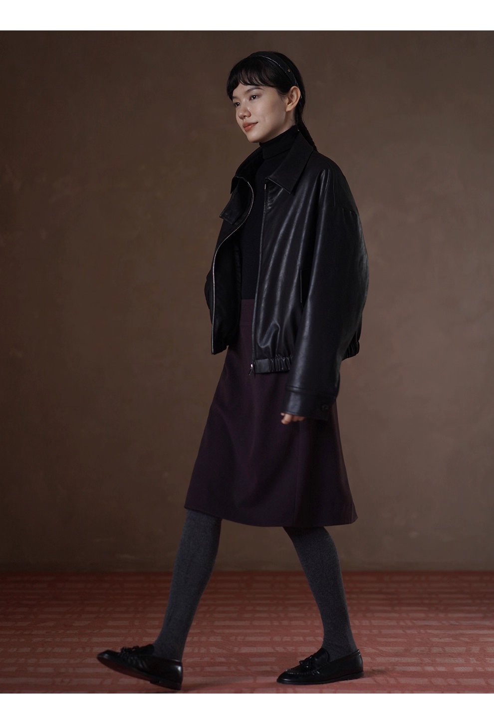 風度溫度並存寬鬆輪廓復古環保夾棉加厚保暖皮衣外套女