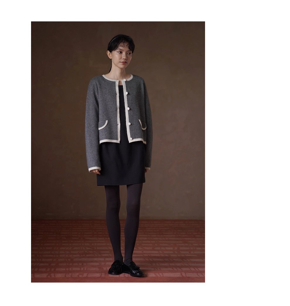 優雅七分袖收腰洋裝微蓬高腰分割顯瘦花苞裙擺小黑裙