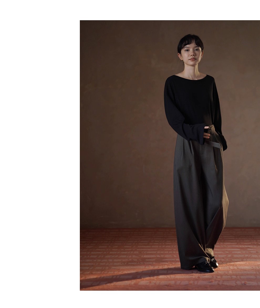 柔軟的慵懶感寬鬆無負擔船領內搭T恤垂感彈性顯瘦上衣女