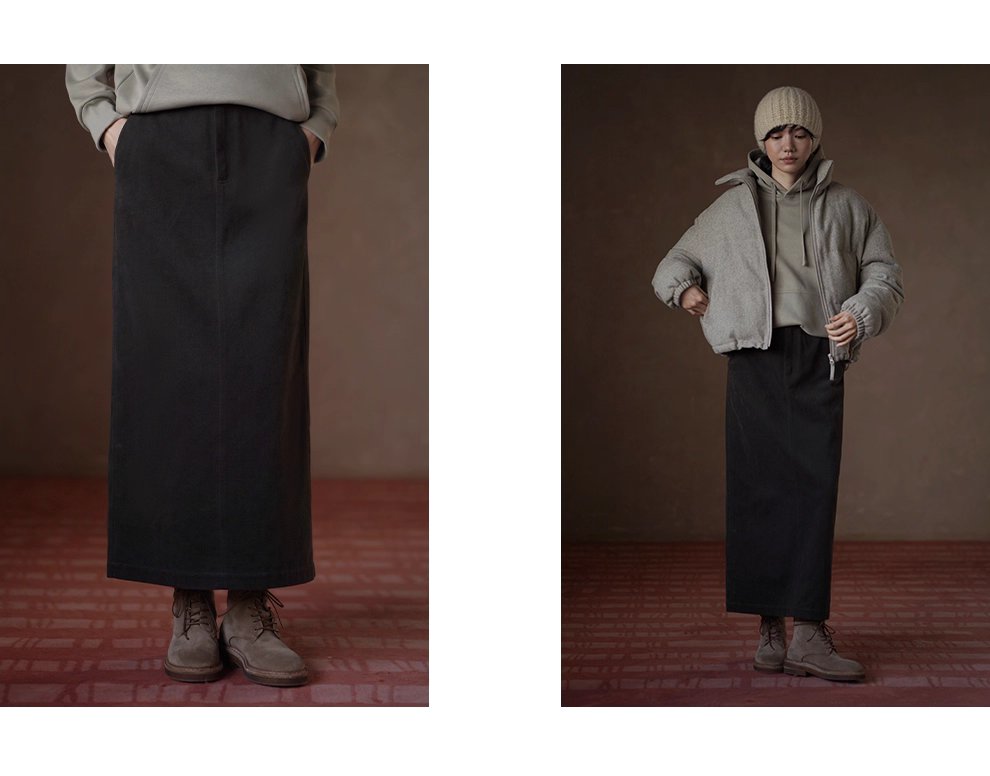 極簡H型通勤半身裙微彈斜紋磨毛紗卡高腰顯瘦長裙女