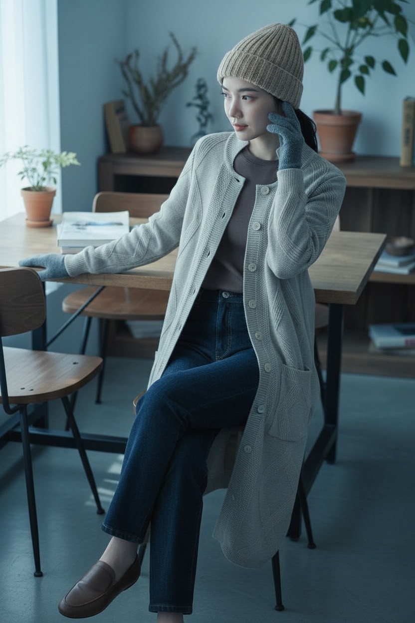 立領排扣菱格紋長款開衫針織外套,立領排扣菱格紋長款開衫針織外套,5W165019,立領排扣菱格紋長款開衫針織外套,排釦開衫,長款針織