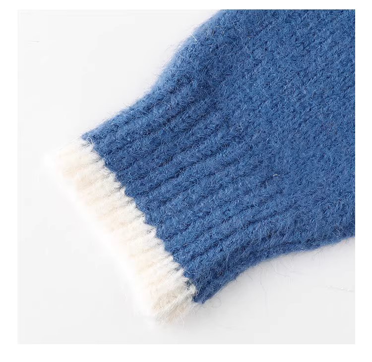 克萊因藍圓領羊毛長袖小熊毛衣女冬新款寬鬆減齡上衣,克萊因藍圓領羊毛長袖小熊毛衣女冬新款寬鬆減齡上衣,HBEW1148,克萊因藍圓領羊毛長袖小熊毛衣女冬新款寬鬆減齡上衣,童趣針織,羊毛混紡