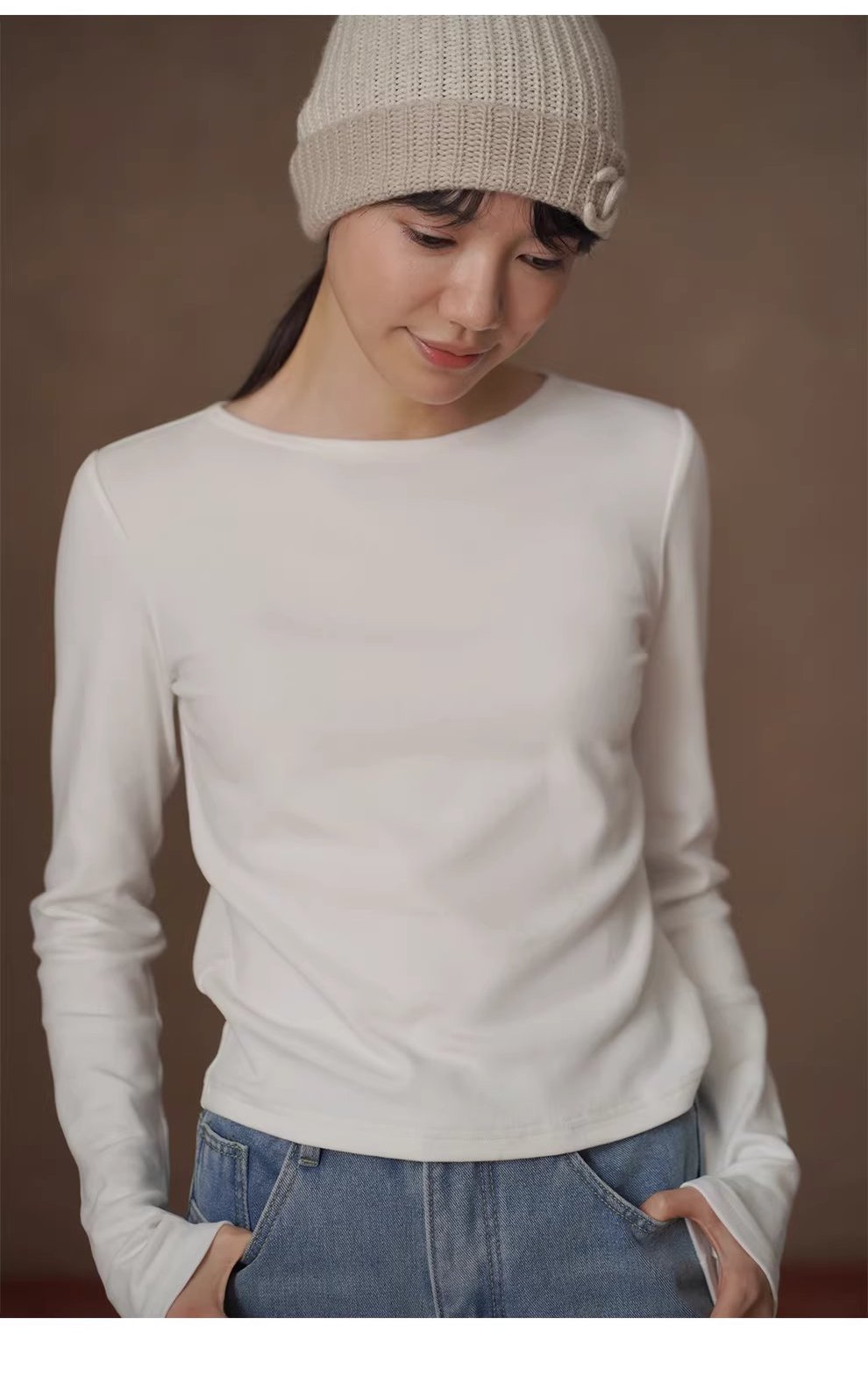 入冬衣櫥基本款彈性棉感圓領合身親膚長袖加厚T恤內搭女,入冬衣櫥基本款彈性棉感圓領合身親膚長袖加厚T恤內搭女,HBEW1170,入冬衣櫥基本款彈性棉感圓領合身親膚長袖加厚T恤內搭女,必備單品,加厚面料